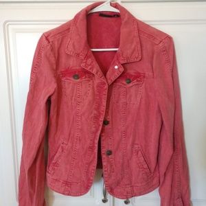 A. N.A. distressed red jean jacket